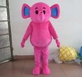 adult elephant mascot costume blue/pink