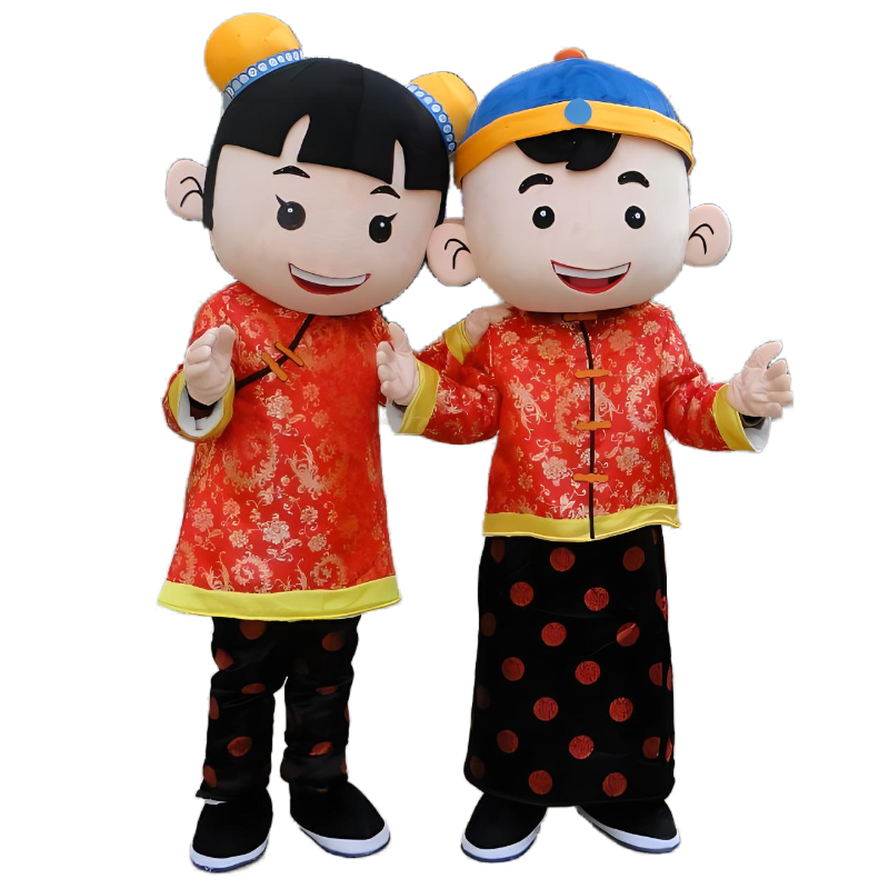 Chinese new year  boy and girl tong nan tong nv mascot costume