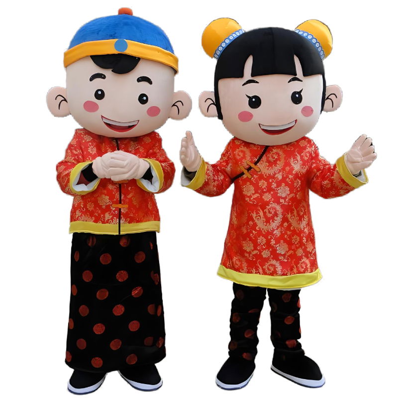 Chinese new year  boy and girl tong nan tong nv mascot costume