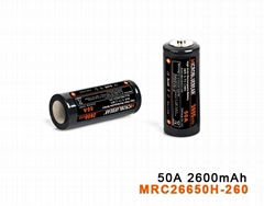 hot ecig battery 26650 50amp discharge  2600mah