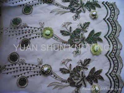 embroidered with handwork on mesh