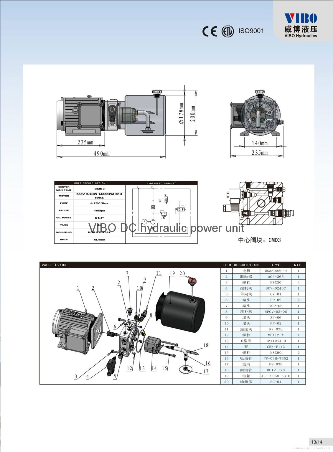 Hydraulic power unit for scissor Table lift 3