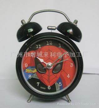 QUARTZ ALARM CLOCK，BELL metal cartoon clock