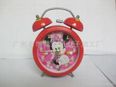 QUARTZ ALARM CLOCK，BELL metal cartoon clock