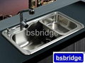 BSBRIDGE不锈钢一体拉伸厨房水槽SC8349子母槽 1