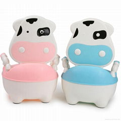 plastic cow baby potty with backrest