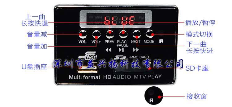  Bluetooth decoder mp4/mp5mp3 decoding board ape player MTV HD video player 4