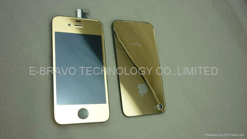 iphone4 Mirror golden  LCD+digitizer assembly and backcover kit