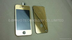 iphone4 Mirror golden  LCD+digitizer assembly and backcover kit