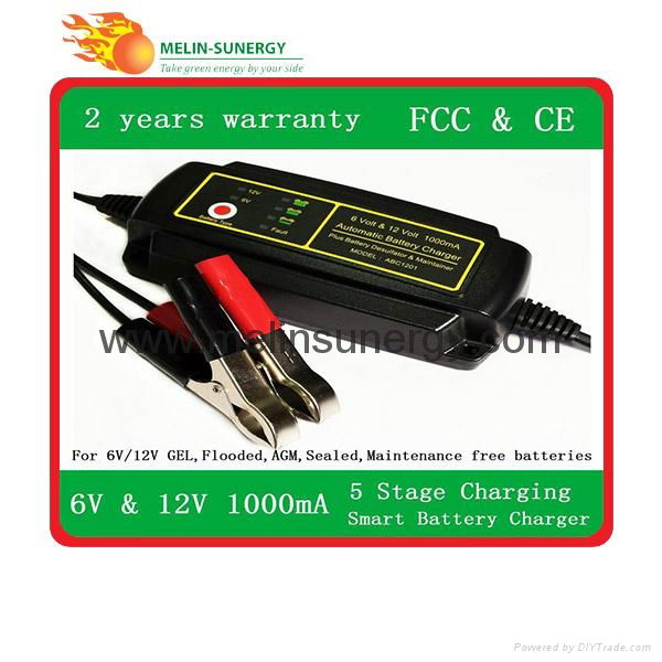 6v/12V smart car battery charger 1A 3