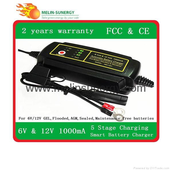 6v/12V smart car battery charger 1A 4