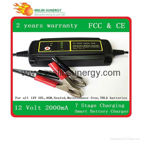 12V2000mA Automatic Lead acid battery charger 7 stages