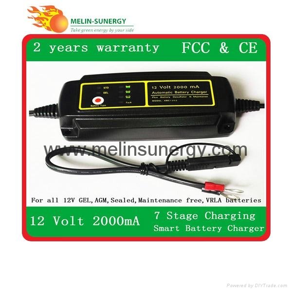 12V2000mA Automatic Lead acid battery charger 7 stages 5