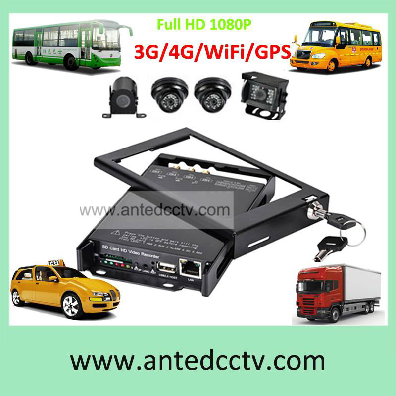 Car Mobile DVR SD card video recorder 4 channel 1080p HD  