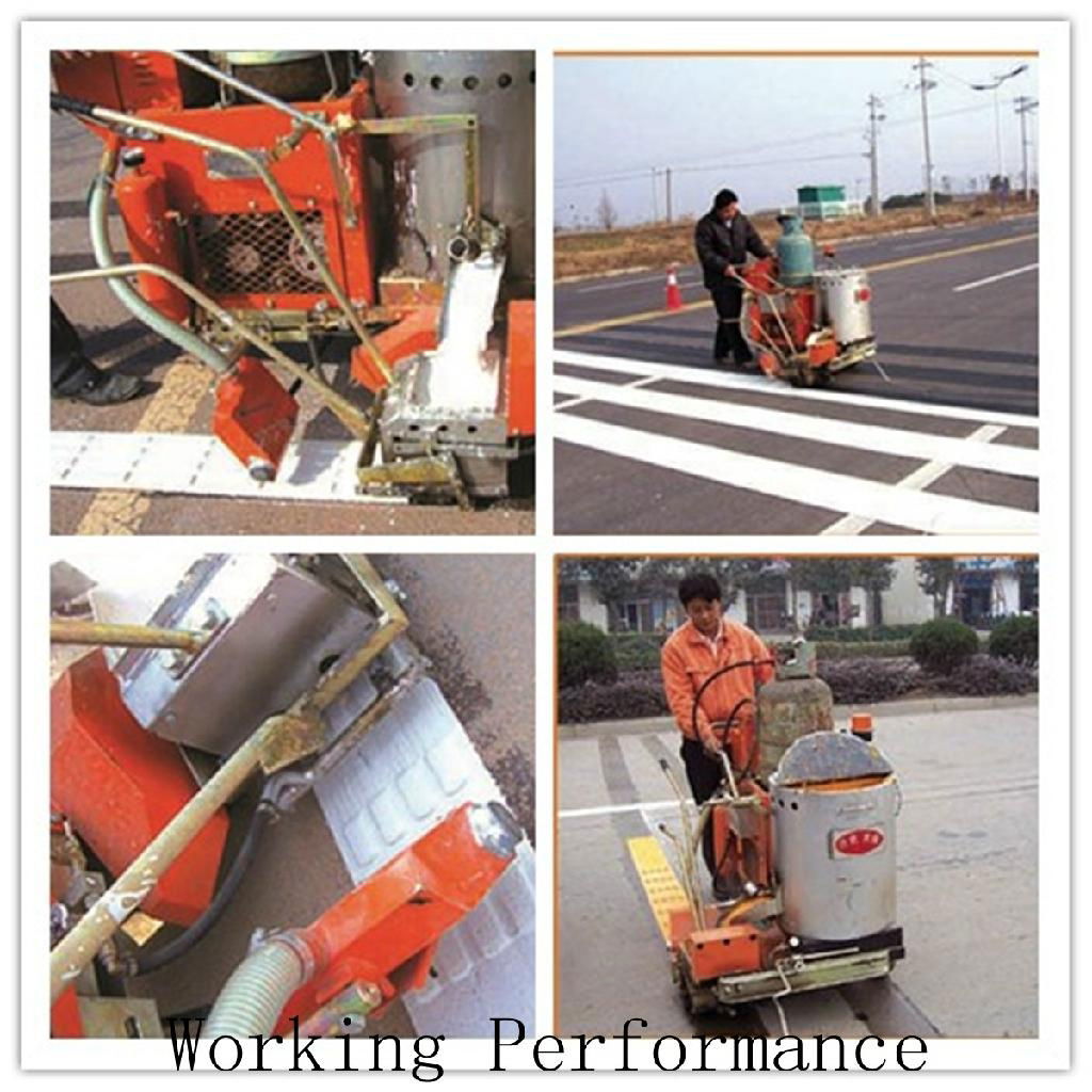 vibrating road lining machine is working in China