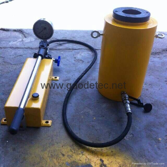 single acting hollow hydraulic cylinder with hydraulic hand pump