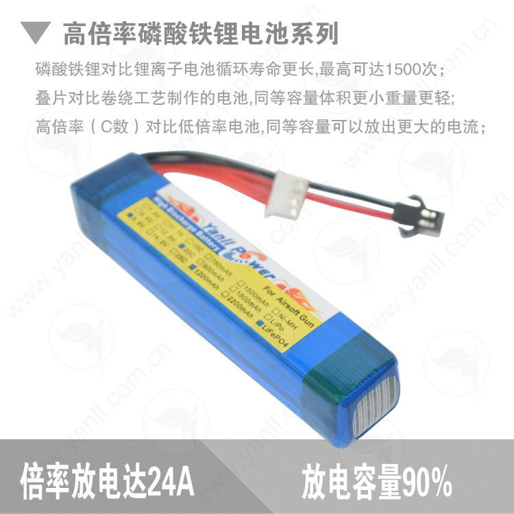 水弹玩具发射器电池602096 9.6V 1200mAh 20C磷酸铁锂电池 3