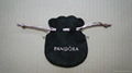 Pandora suede pouch 9x7cm (black, pink string)