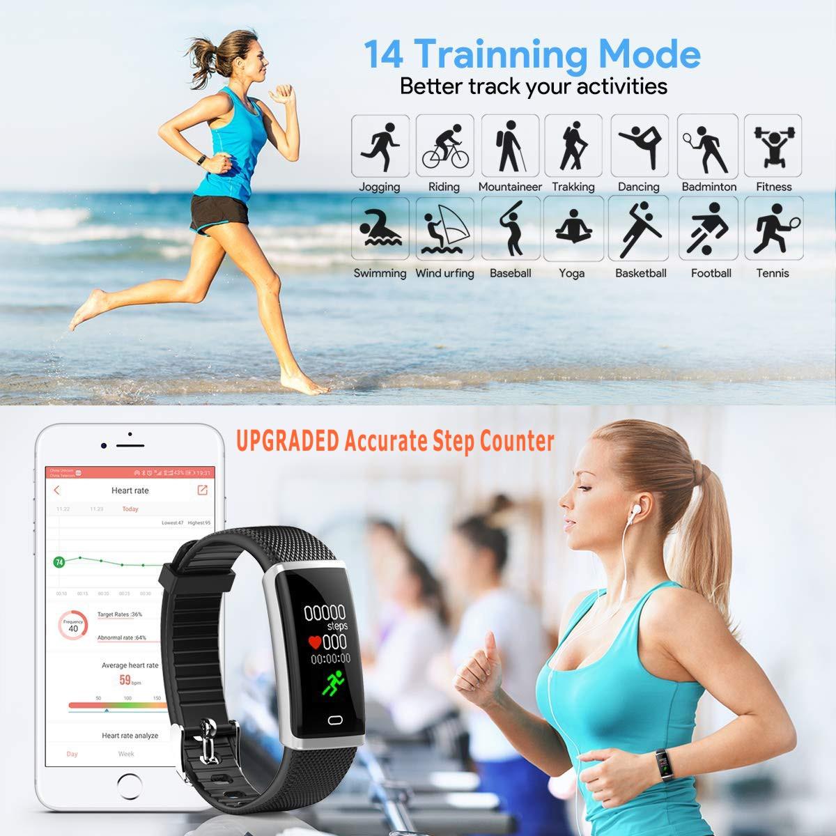 Fitness Tracker, Blood Pressure Bracelet 100% Waterproof IP68 Activity Tracker 3