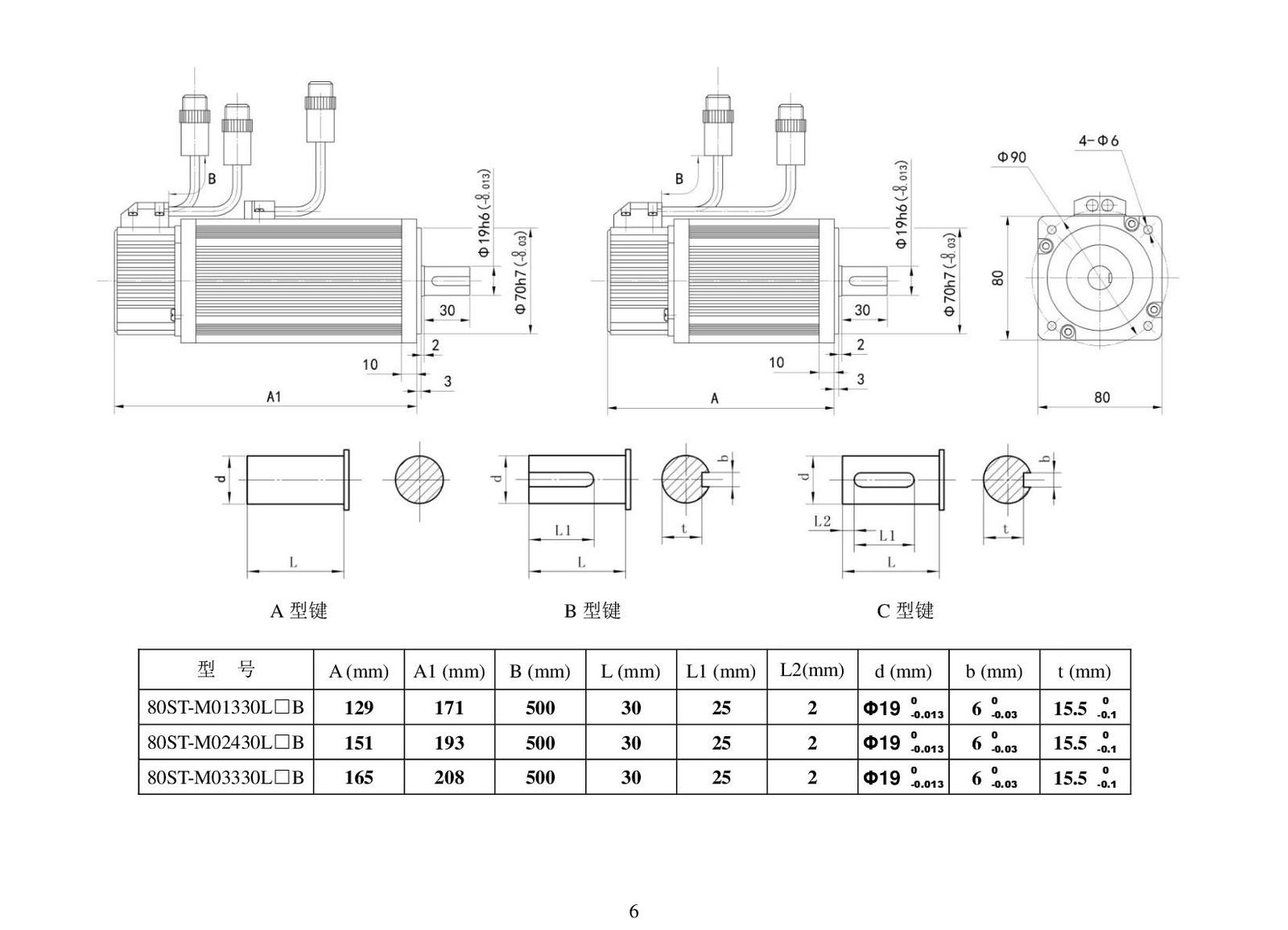 ac servo motor drive 80ST 0.75KW 2.4N 3000RPM 220V 5