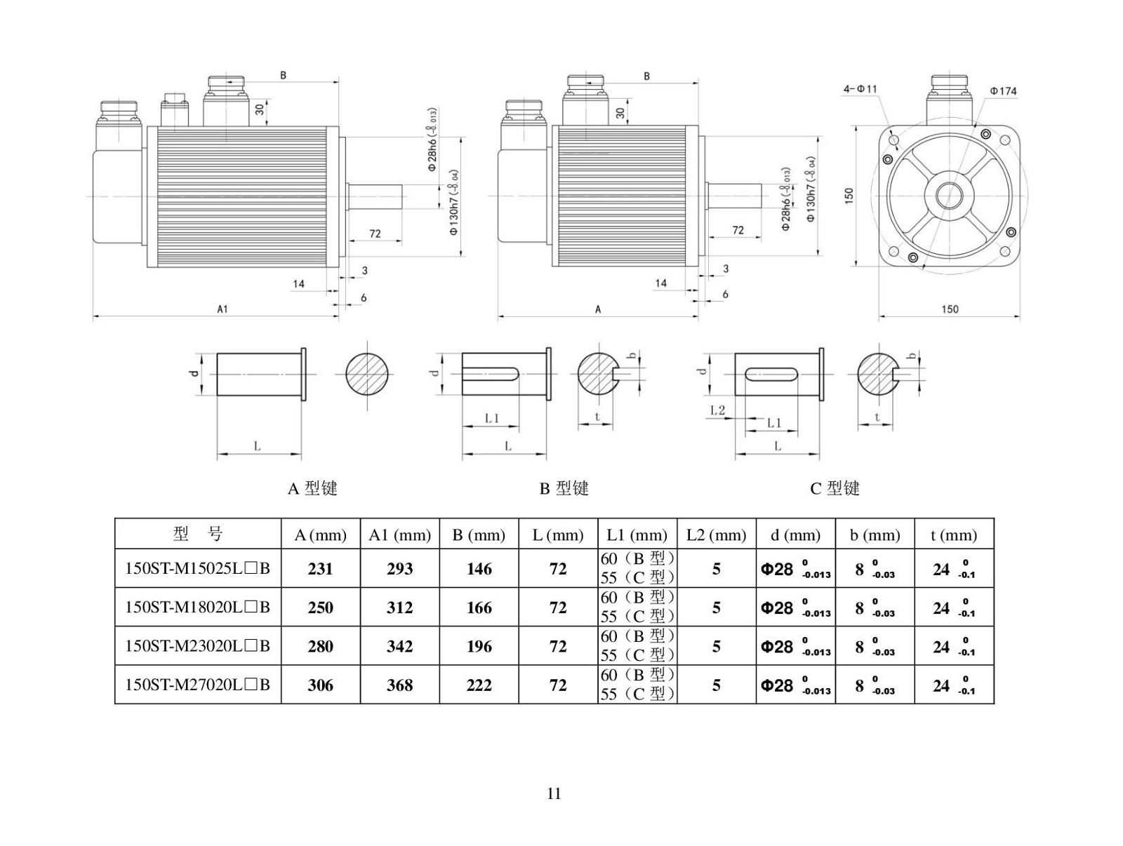 華大交流伺服電機150法蘭盤 27N 5.5KW 2000RPM 220V 5