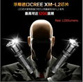 oem logo with 1 battery LED flashlight 1200LUMENS  T6063-T6 M1 CREE XML-L2 aeron 10