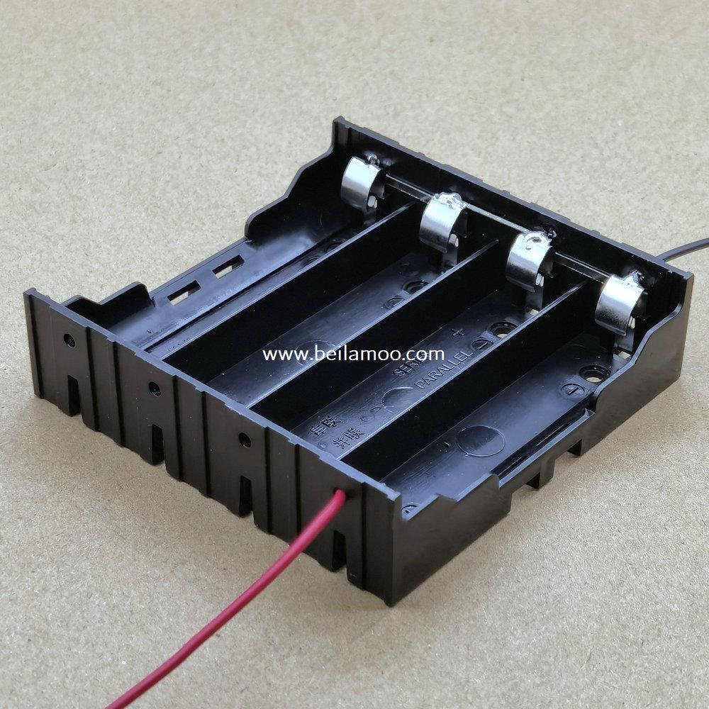 Four 18650 in Parallel Battery Holder with Wire Leads 3.7V DC 2