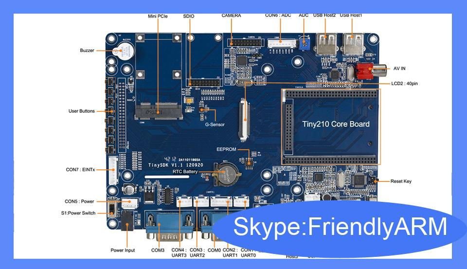 Tiny210 SDK2 + 7" LCD SLC 256MB Samsung S5PV210 CortexTM-A8 Development Board  3