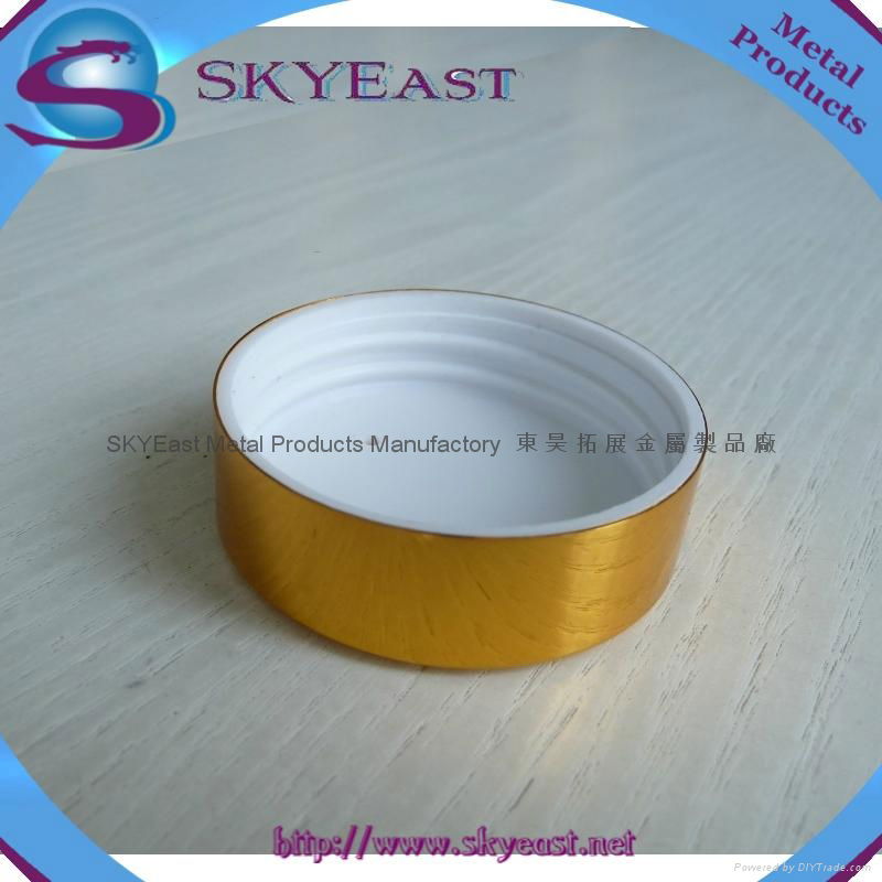 Gold Raised Logo Oxidization Aluminum Bottle Caps with Screw PP Inner 2