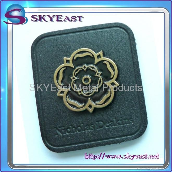 Enamel Metal Nameplate with Leather Patch