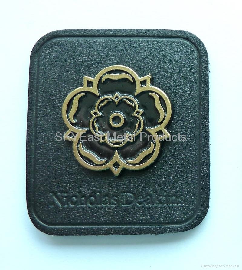 Enamel Metal Nameplate with Leather Patch 2