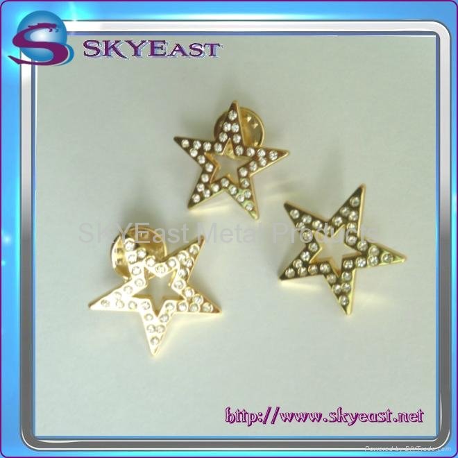 Star Shape Metal Badge With Rhinestones 3