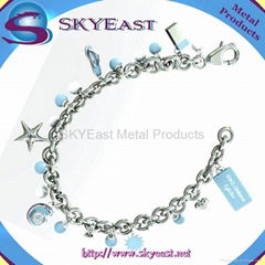 Metal Bracelet With Shiny Charms and Logo