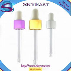Shiny Colorful Dropper Cap with Glass Pipette for Essential Oil Bottles