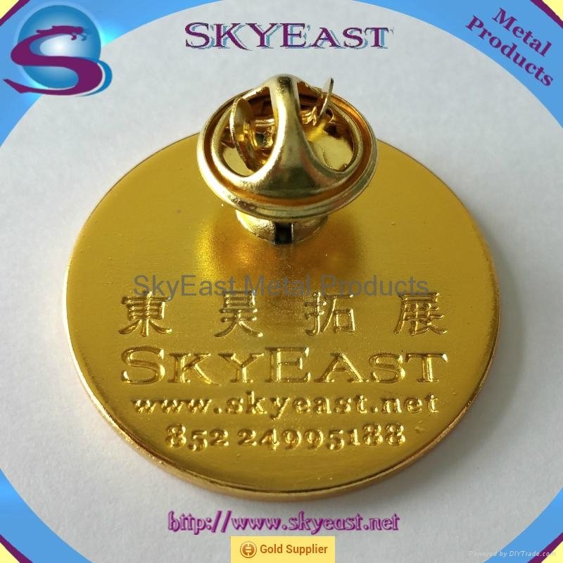 Shiny Gold Enamel Logo Round Metal Pin Badges 2