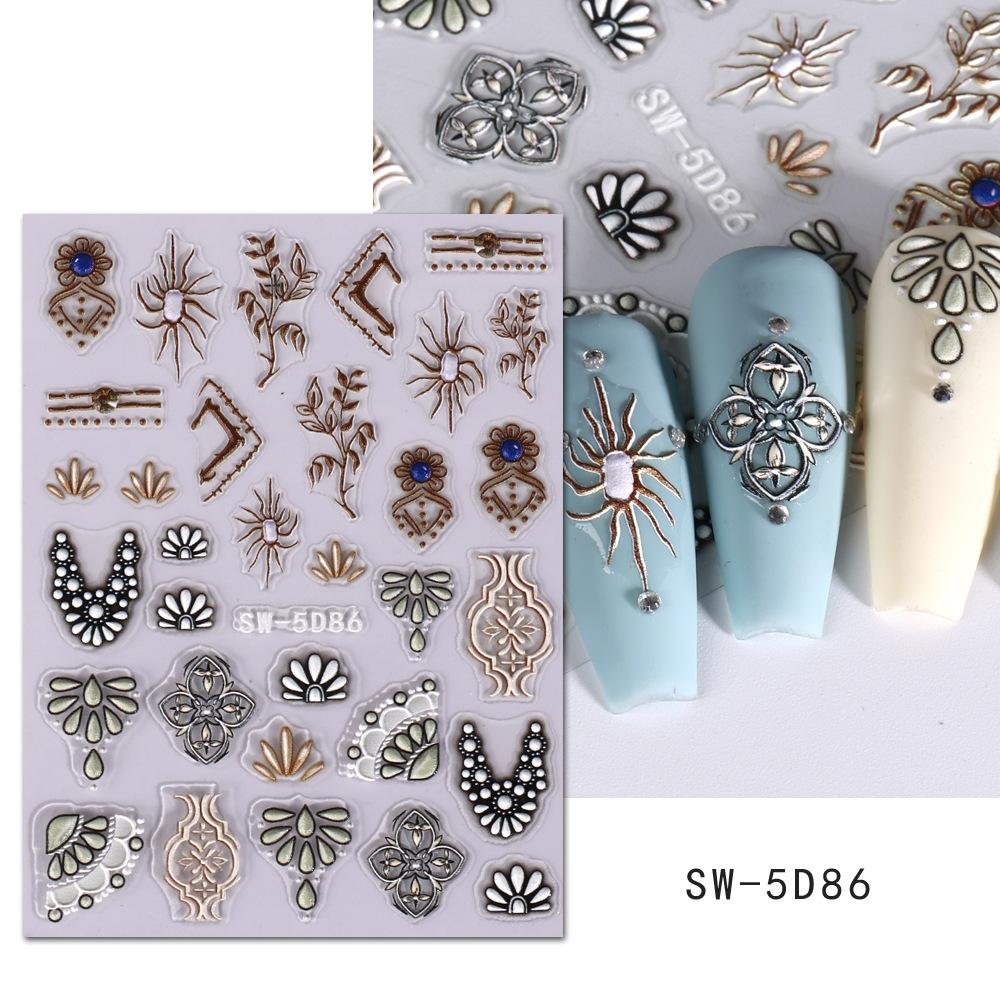 Designed 5D Adhesive Nail Stickers  Nail Art Tips  Nail Art Decals  4