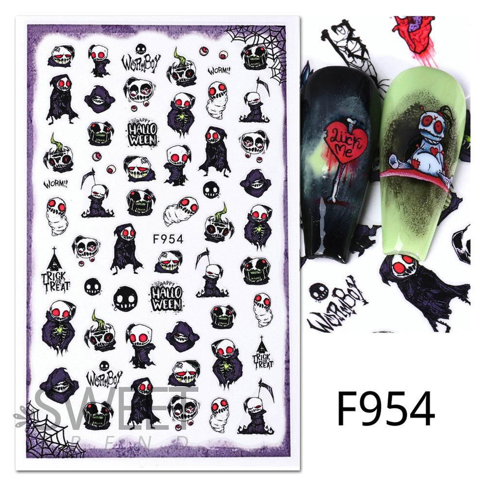 2023 Halloween Theme Nail Stickers Ghost  Skull Nail Decal Nail TIps  3