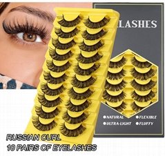 Russia Fluffy Eyelashes Light  & Soft Curl Lashes False Mink 10 Pair Sets  (Hot Product - 1*)