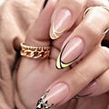 Almond Press On Nails Leopard Pattern  Honey Yellow Fake Nails   1