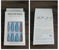 Fake Nails with Aurora Galaxy Blue Design, Full Cover Reusable Coffin Shaped  7