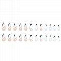 Black White Almond Artificial Acrylic Fake Nails with Black Gold Line