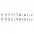 Short Ballet Glitter Powder French Nails Artificial Nails  Glue On Nails 