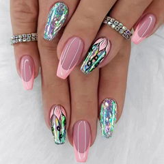 Bling Fake Nails For Girls  Press on Nails Glue On Nails 