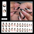 Gold Foil Black Oval Fake Nails Press On Nails  2