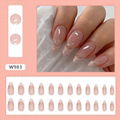 Glue On Nails Almond False Nails  French Style Gold Edge Glitter Fake Nails  2