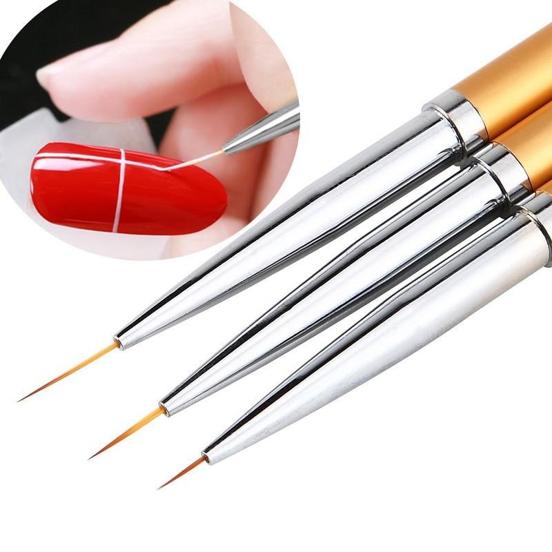 3pcs Nail Art Brushes Liner Striping Brush Fine Nail Art Long Striper Pen Set  2