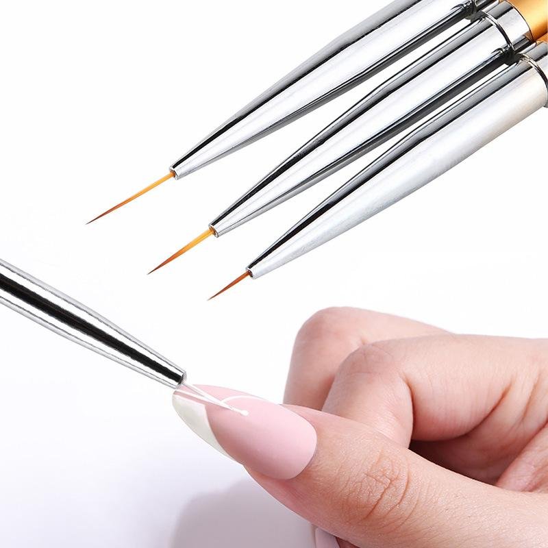 3pcs Nail Art Brushes Liner Striping Brush Fine Nail Art Long Striper Pen Set  3