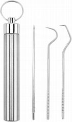 Tooth Scraper Set Portable Dental Picks Floss Reusable Pocket Outdoor Toothpick 