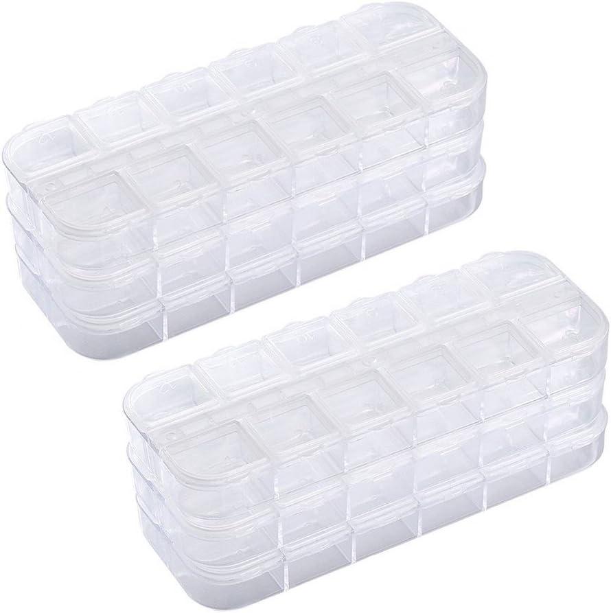 Empty Nail Art Jewelry Storage Box, 12 Grids Clear Plastic Rhinestone Organizer 