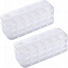 Empty Nail Art Jewelry Storage Box, 12 Grids Clear Plastic Rhinestone Organizer 